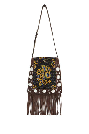 VALENTINO GARAVANI Floral Elegance Mini Crossbody Handbag with Fringes