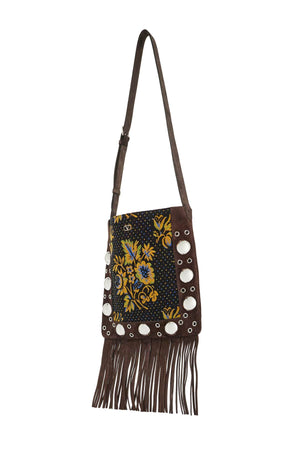 VALENTINO GARAVANI Floral Elegance Mini Crossbody Handbag with Fringes