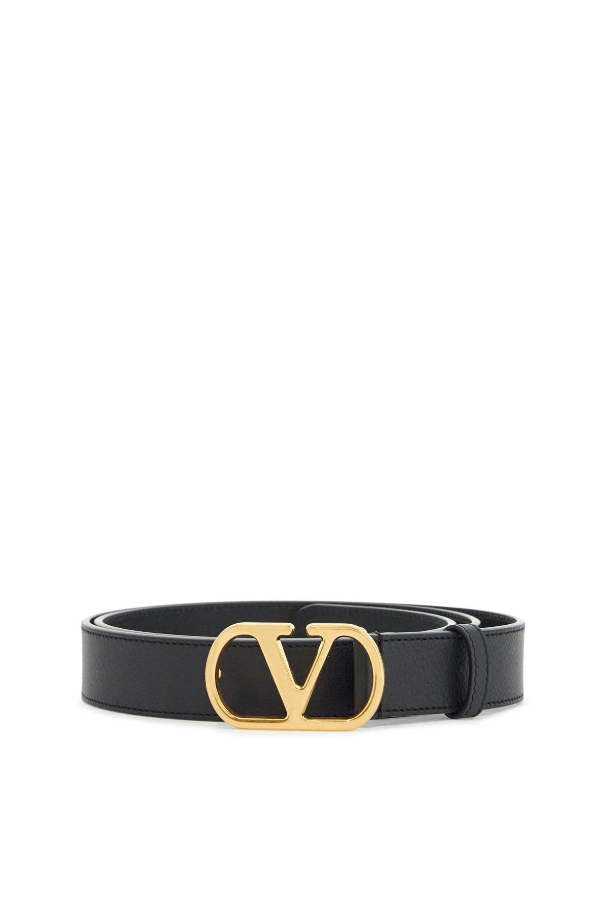 VALENTINO GARAVANI Elegant Leather Belt with Gold Buckle 30 MM