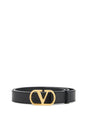 VALENTINO GARAVANI Elegant Leather Belt with Gold Buckle 30 MM