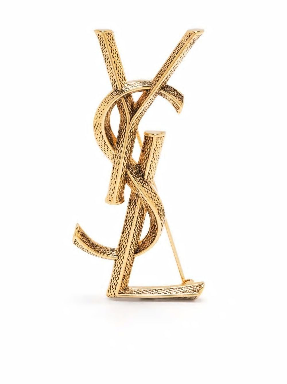 SAINT LAURENT Golden Snake Texture Brooch