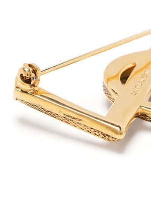 SAINT LAURENT Golden Snake Texture Brooch