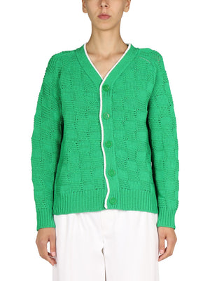 BOTTEGA VENETA Woven Pattern V-Neck Cardigan