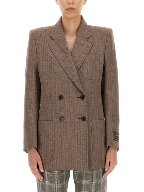 GUCCI Herringbone Wool Jacket for Women