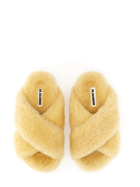 JIL SANDER Shearling Sandal with Leather-Covered Sole - 3 CM