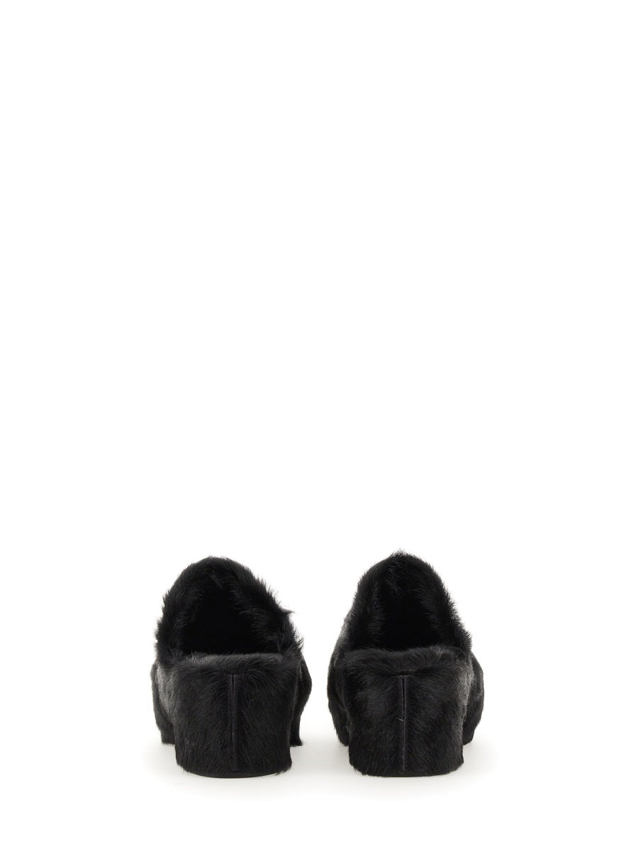 JIL SANDER Fur Flat Sandals with 6 cm Sole