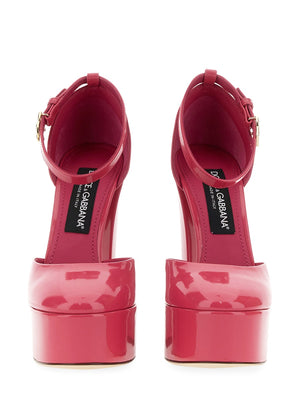 DOLCE & GABBANA Glossy Leather Platform Pumps with 10.5cm Heel