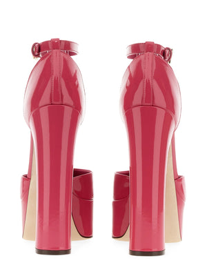 DOLCE & GABBANA Glossy Leather Platform Pumps with 10.5cm Heel