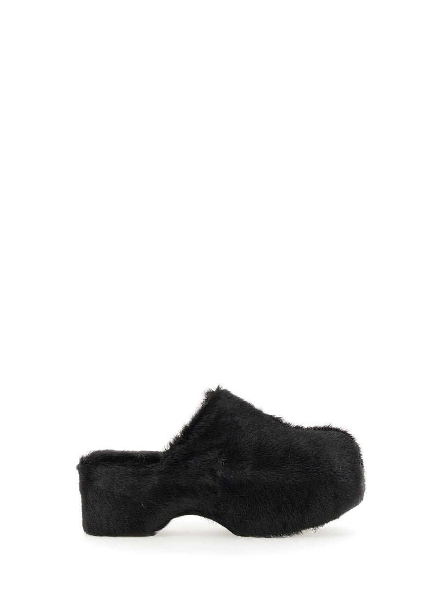 JIL SANDER Fur Flat Sandals with 6 cm Sole