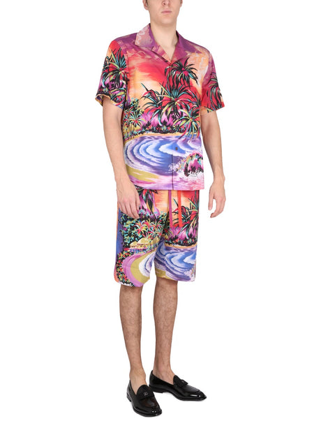 DOLCE & GABBANA Men's Mini Bermuda Shorts with Tropical Print