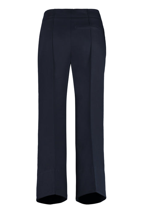 BOTTEGA VENETA High-Rise Cotton Trousers for Women in Blue - FW22