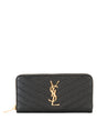 SAINT LAURENT PARIS Matelassé Zip Around Wallet - Compact Design, W 19 x H 9.5 x D 2.5 cm