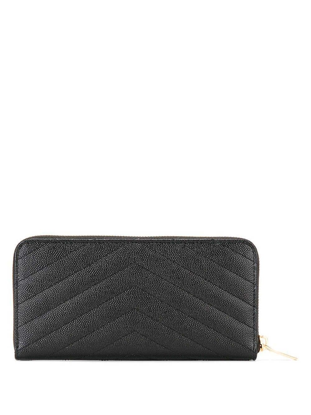 SAINT LAURENT PARIS Matelassé Zip Around Wallet - Compact Design, W 19 x H 9.5 x D 2.5 cm