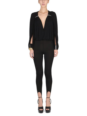 SAINT LAURENT Women's Open Sleeve Crepe Jumpsuit with One-Button Closure