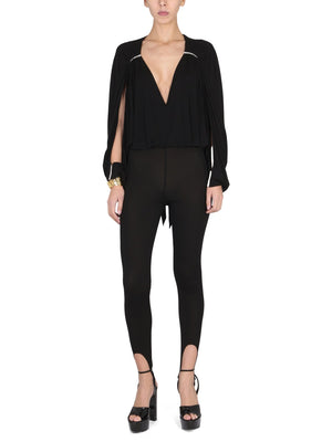 SAINT LAURENT Women's Open Sleeve Crepe Jumpsuit with One-Button Closure