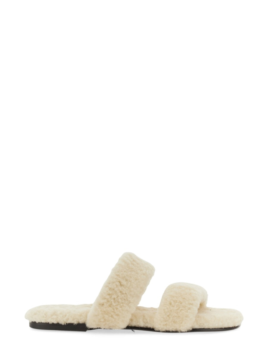 SAINT LAURENT Shearling Slide Sandal - 2 cm Sole