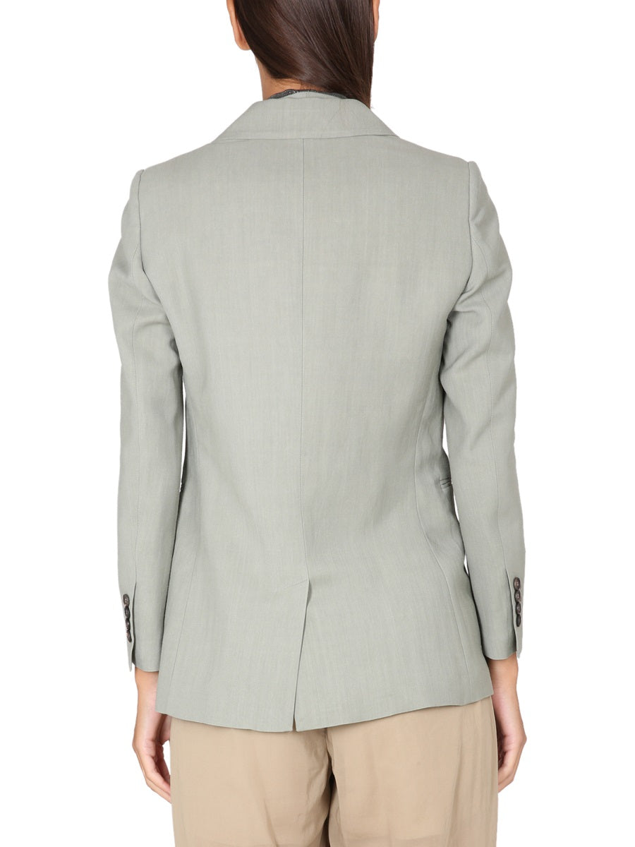 BRUNELLO CUCINELLI Fluid Twill Jacket with Horn Button Closure