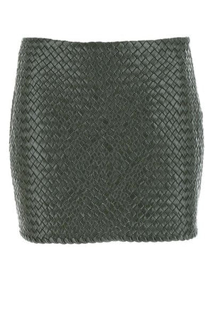 BOTTEGA VENETA Interwoven Raffia A-Line Mini Skirt