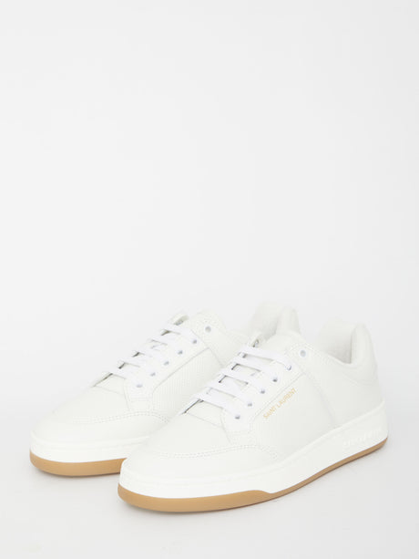 SAINT LAURENT White Leather Lace-Up Sneakers for Women