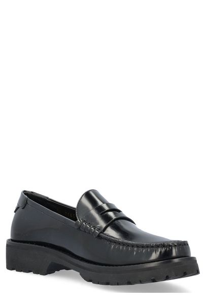 SAINT LAURENT Women's Brushed Leather Loafers with 3cm Heel Height