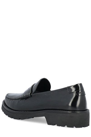 SAINT LAURENT Women's Brushed Leather Loafers with 3cm Heel Height