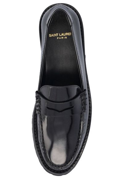 SAINT LAURENT Women's Brushed Leather Loafers with 3cm Heel Height