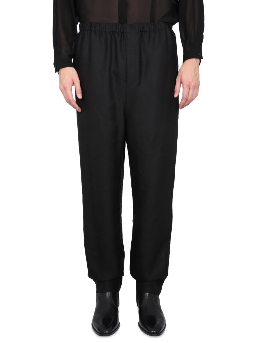 SAINT LAURENT High Waist Elastic Waist Pants