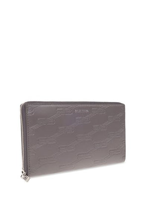 BALENCIAGA Men's Zipped Leather Continental Wallet with Monogram