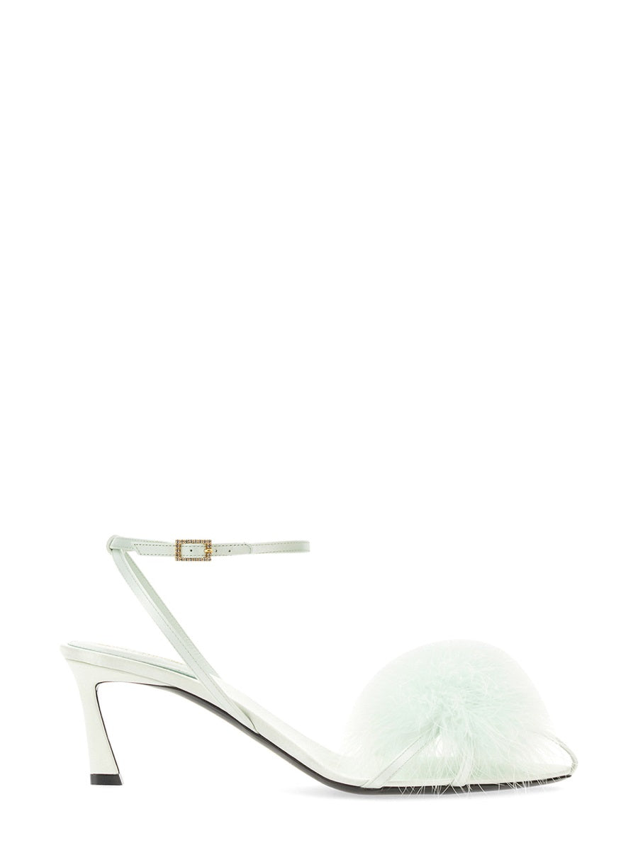 SAINT LAURENT Chic Satin Crepe Flared Heel Sandals - 6 cm