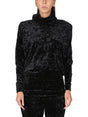 SAINT LAURENT Velvet Turtleneck Top with High Scarf Collar