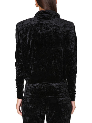 SAINT LAURENT Velvet Turtleneck Top with High Scarf Collar