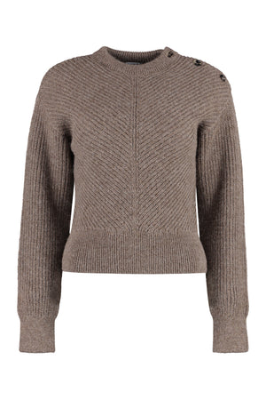 BOTTEGA VENETA Long Sleeve Crew-Neck Sweater with Horn Buttons