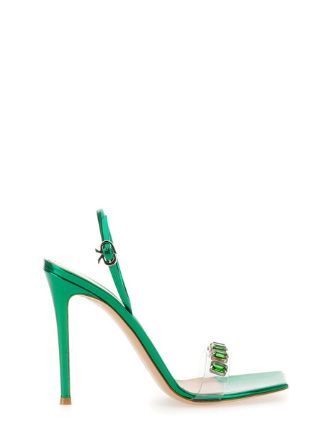 GIANVITO ROSSI Candy Ribbon Mini Sandal with Ankle Strap, 10.5 cm Heel