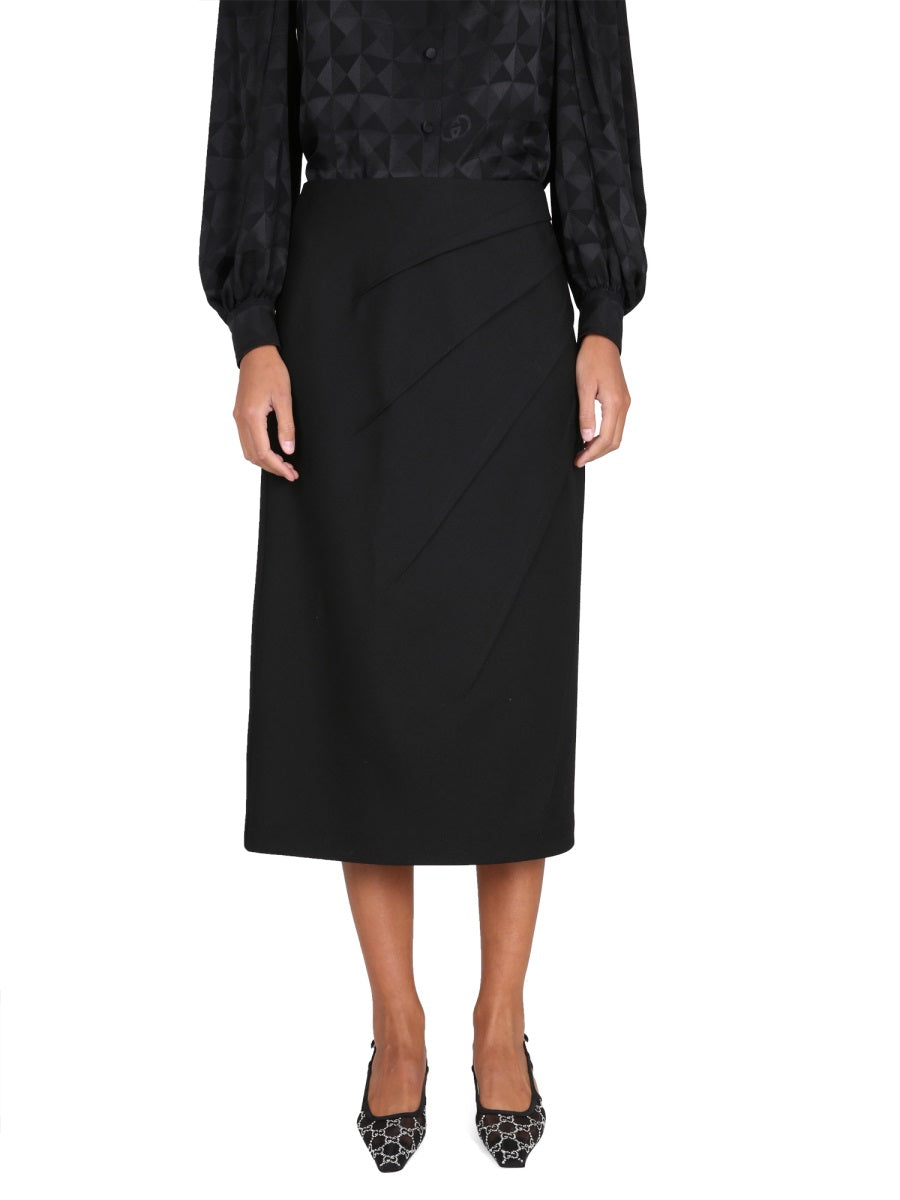 GUCCI Stylish Women's Wool Skirt with Zipper Closure