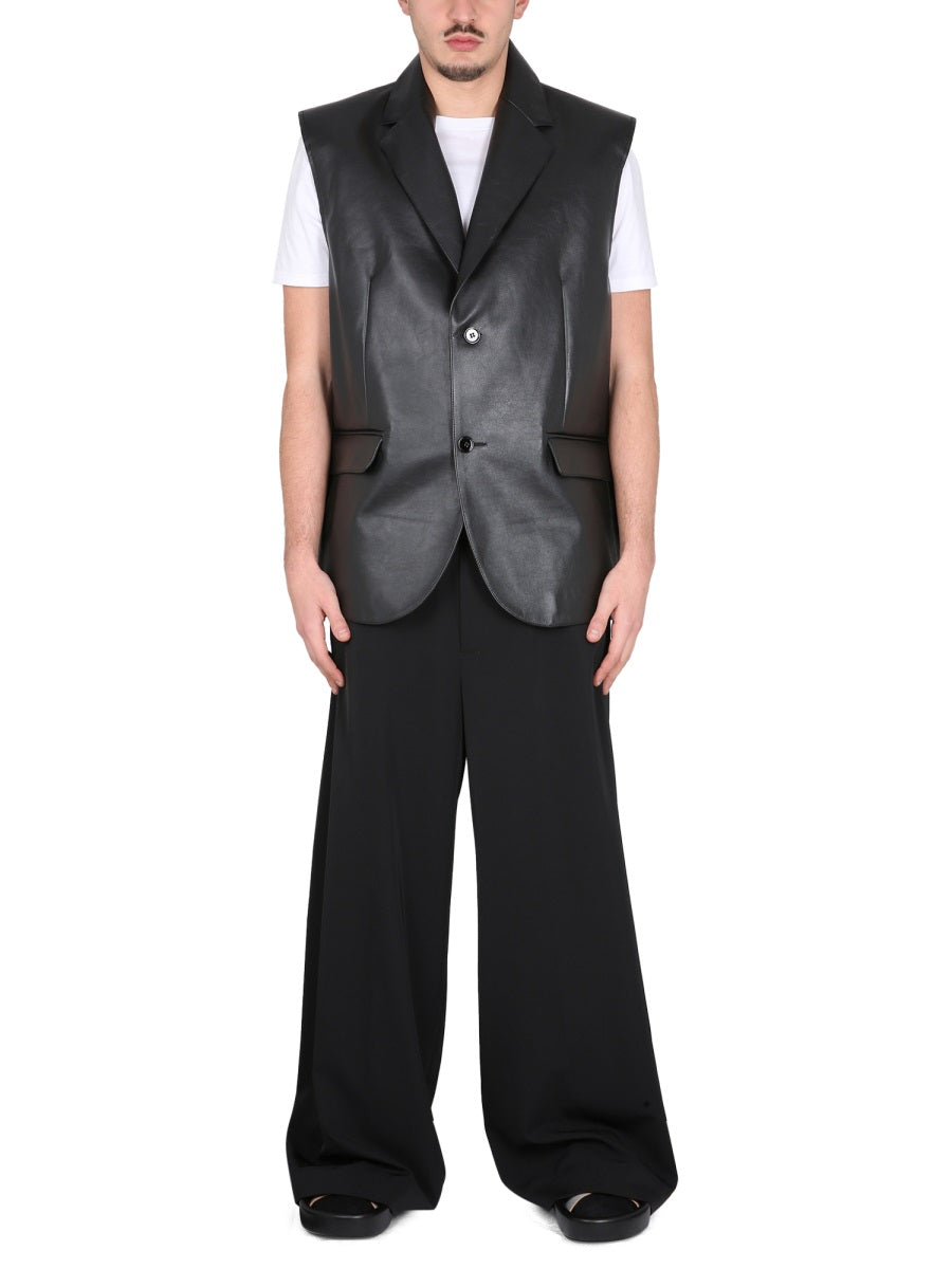 MM6 MAISON MARGIELA Modern Leather Vest with Notched Lapels