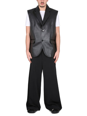 MM6 MAISON MARGIELA Modern Leather Vest with Notched Lapels