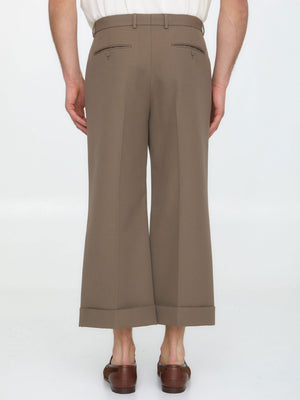 GUCCI Men's Taupe Wool Trousers for SS23