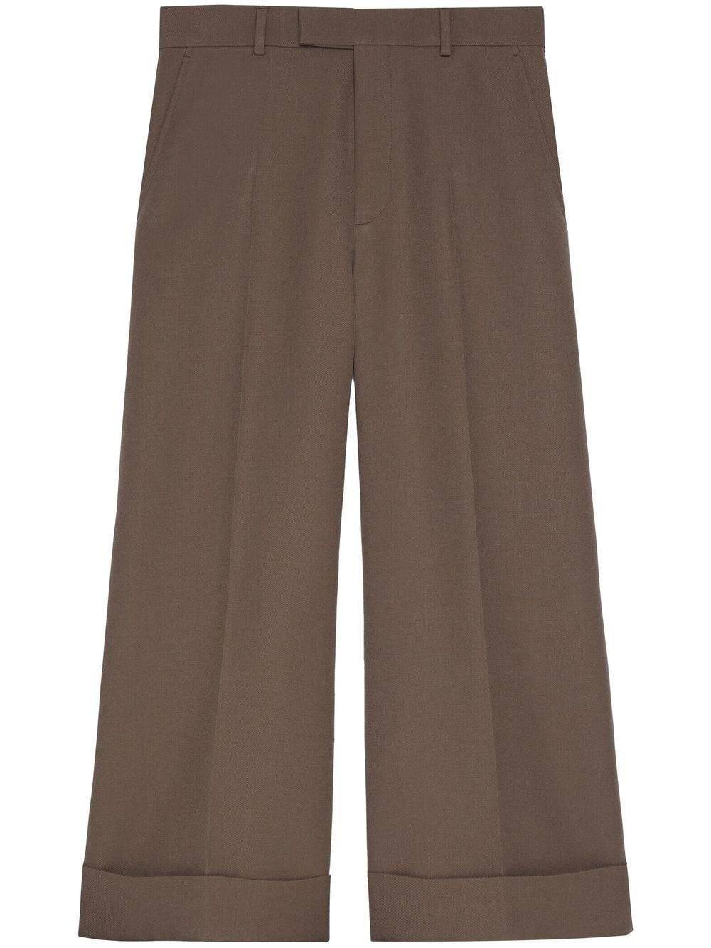 GUCCI Textured Beige Cropped Trousers for Men