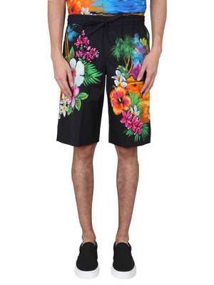 DOLCE & GABBANA Men's Mini Bermuda Shorts with Hawaii Print