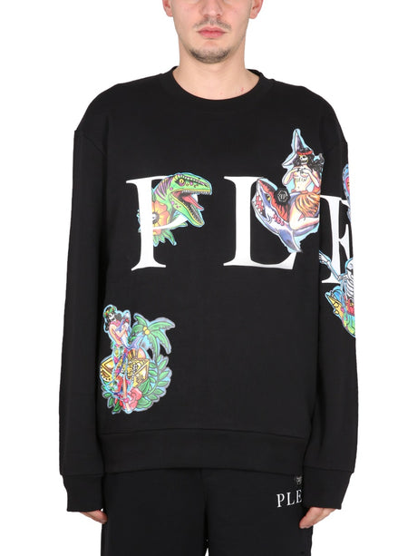 PHILIPP PLEIN Men's Crewneck Sweatshirt with Front Logo