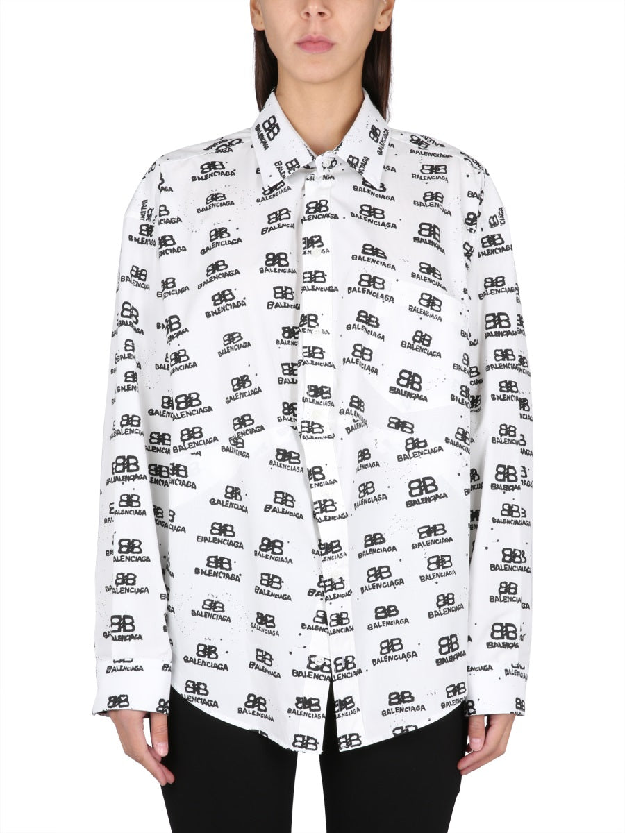 BALENCIAGA Swing Hand-Drawn BB Icon Mini Shirt for Women