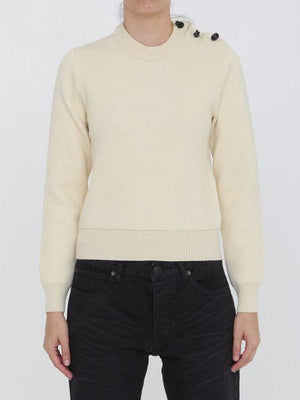 BOTTEGA VENETA Crew-Neck Wool Sweater with Embellished Buttons