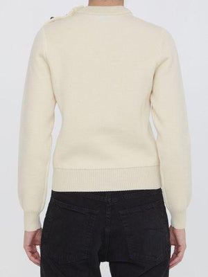 BOTTEGA VENETA Crew-Neck Wool Sweater with Embellished Buttons