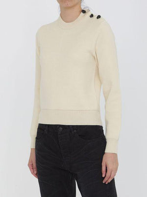 BOTTEGA VENETA Crew-Neck Wool Sweater with Embellished Buttons