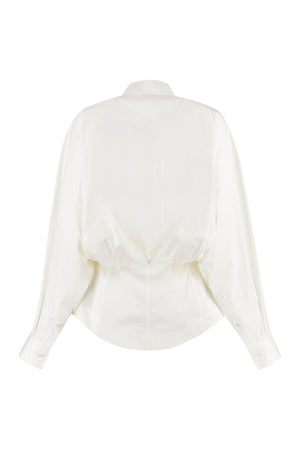 BOTTEGA VENETA Long Sleeve Cotton Shirt with Asymmetric Hem