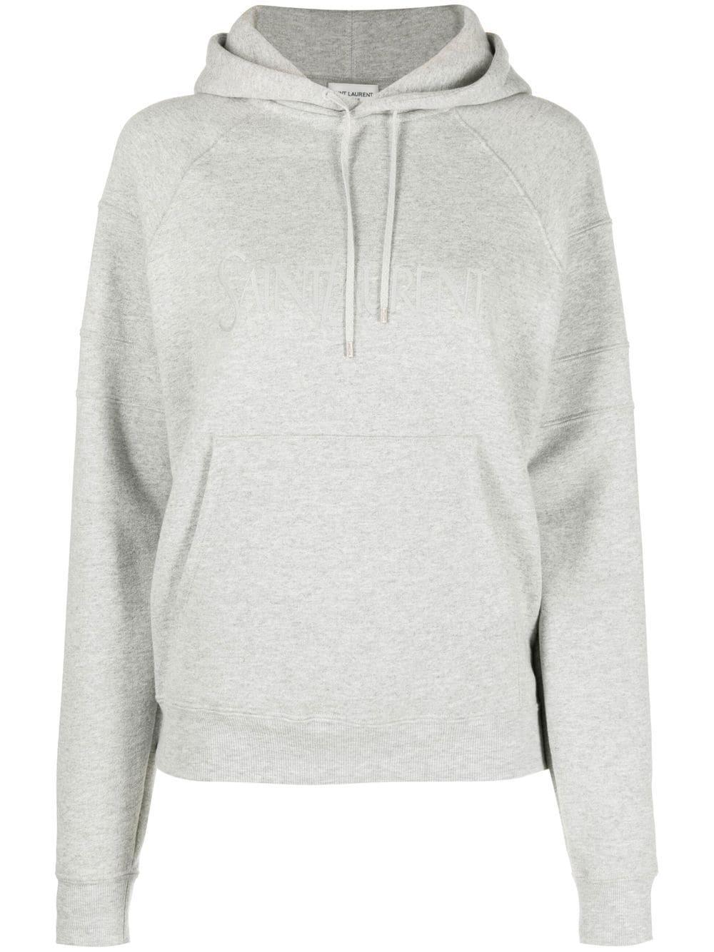 SAINT LAURENT Gris Chine Cotton Hoodie for Women - FW23 Collection