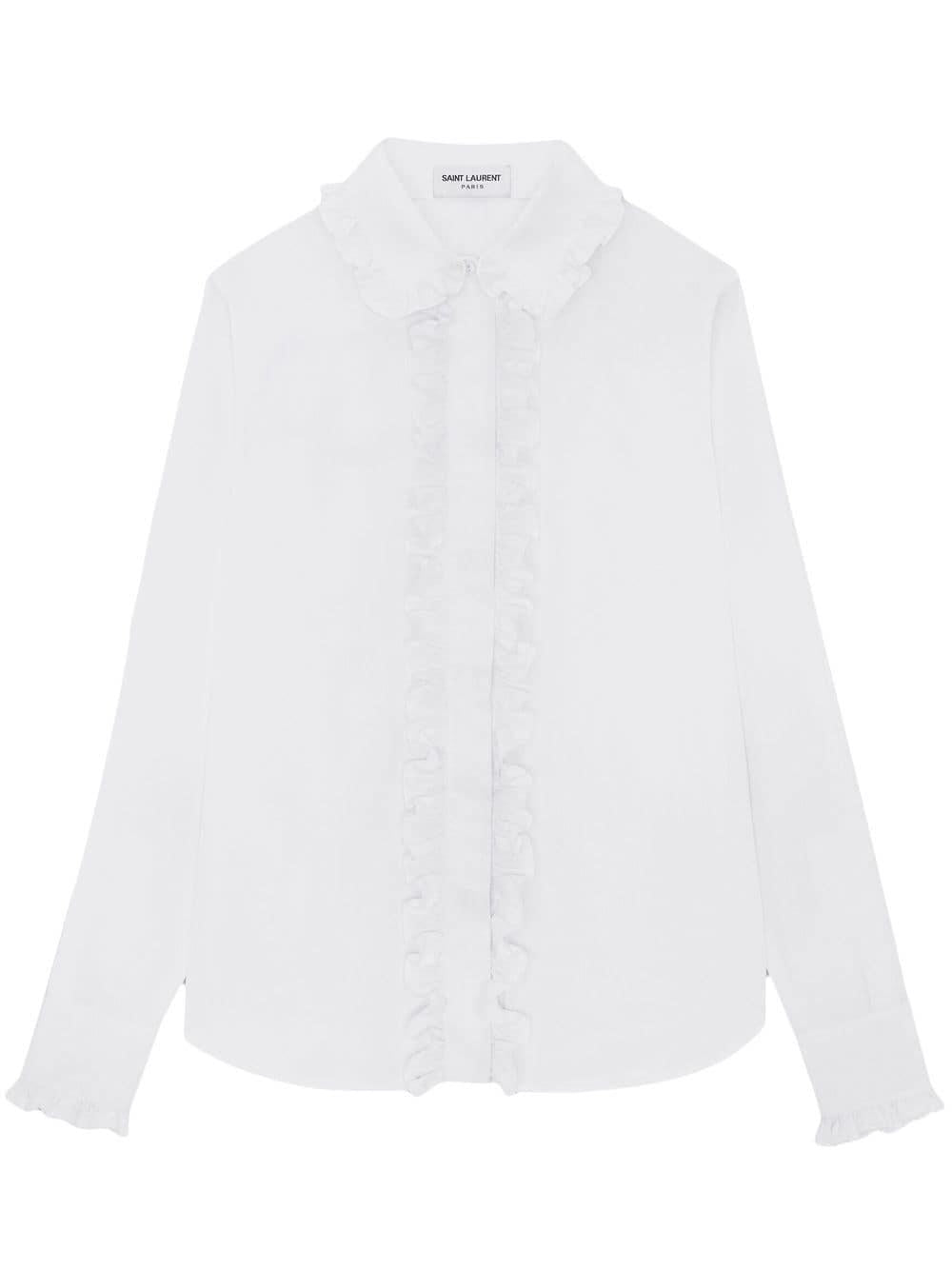 SAINT LAURENT Ruffled Cotton Poplin Shirt for Women