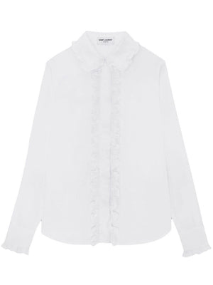 SAINT LAURENT Ruffled Cotton Poplin Shirt for Women