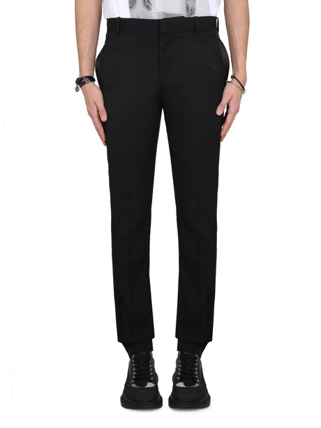 ALEXANDER MCQUEEN Men's Wool Suit Pants with Concealed Closure