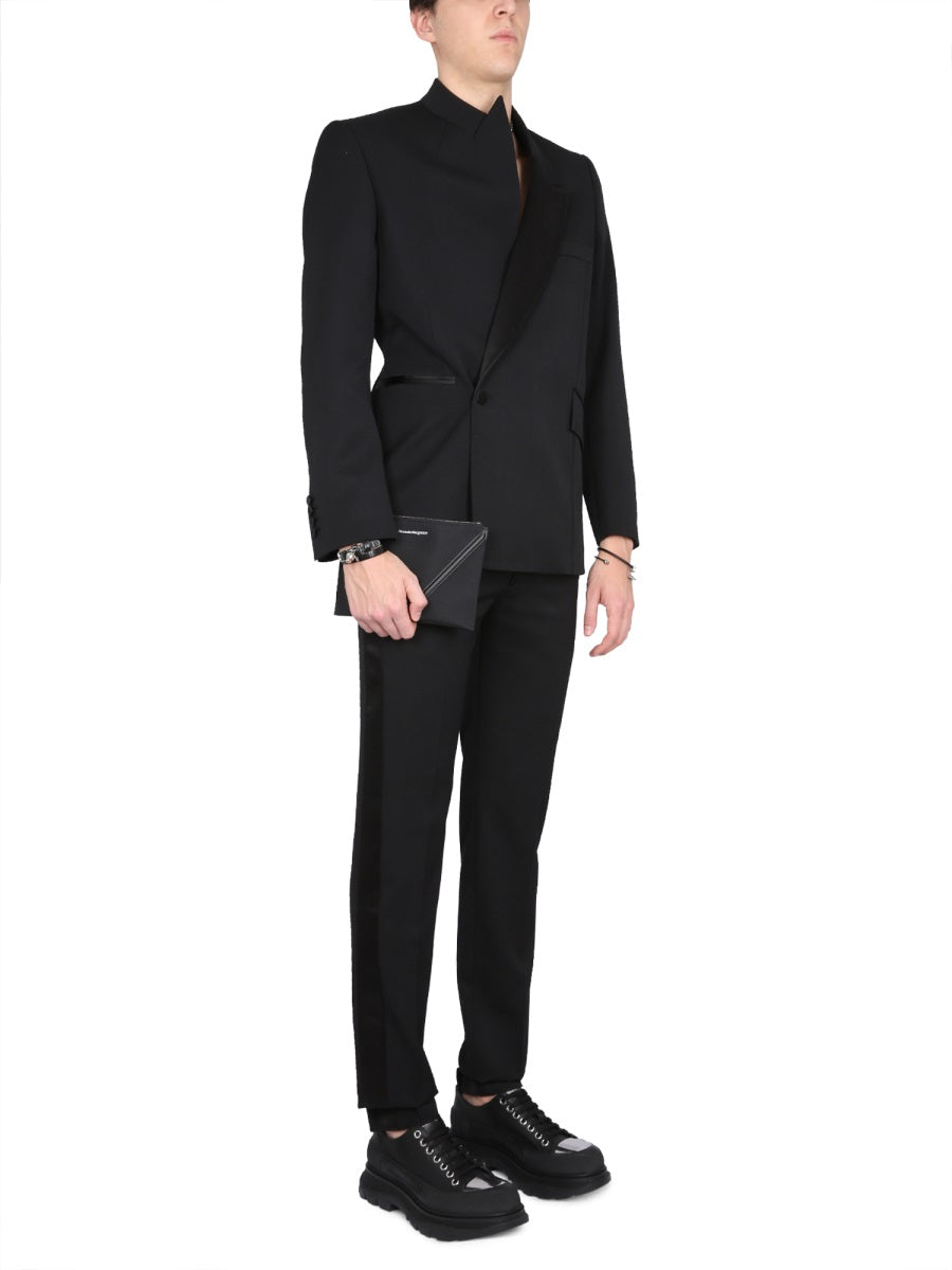 ALEXANDER MCQUEEN Men's Wool Suit Pants with Concealed Closure